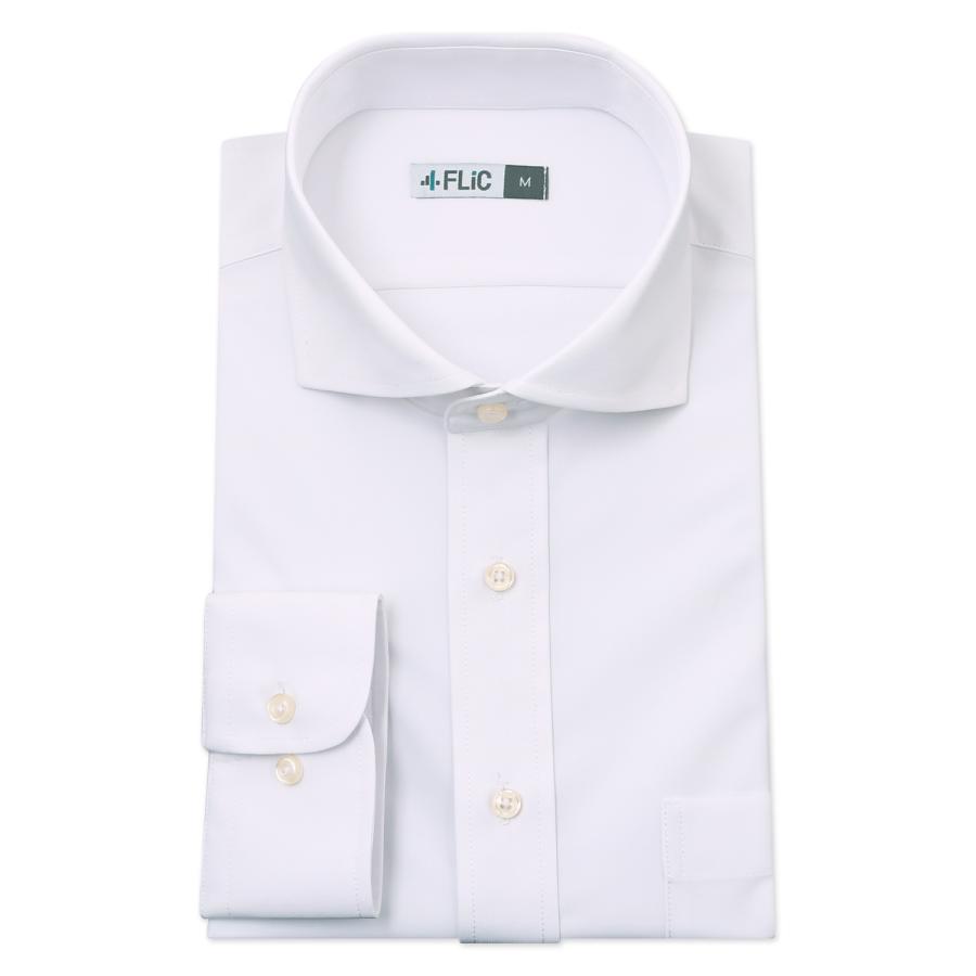 ワイシャツ ノーアイロン 長袖 メンズ ストレッチ ニットシャツ ニットワイシャツ 吸水速乾 ホリゾンタルカラー ニット素材 伸縮性 ホワイト 白 / zh1720 | 