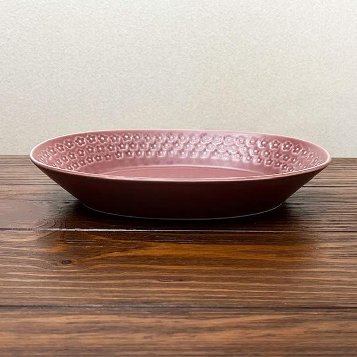 美濃焼 フルール 楕円鉢 深皿 26cm 印花型 カレー皿 パスタ皿 オーバル