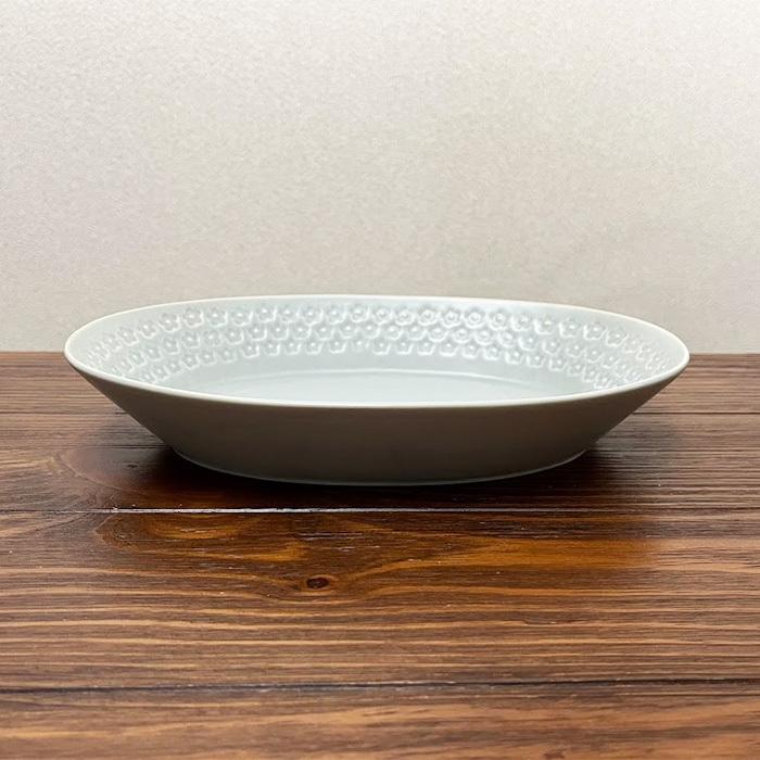美濃焼 フルール 楕円鉢 深皿 26cm 印花型 カレー皿 パスタ皿 オーバル