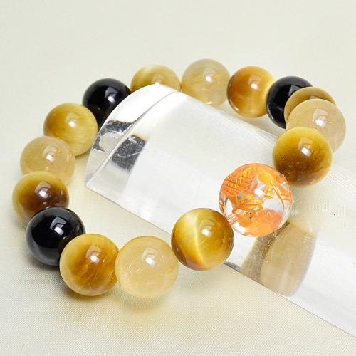 パワーストーン ブレスレット 金運 財運 成功運 金龍 水晶 14mm 