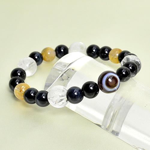 桃蓮玉 パワーストーン ブレスレット 四神 ホークスアイ 8mm玉 ルチル