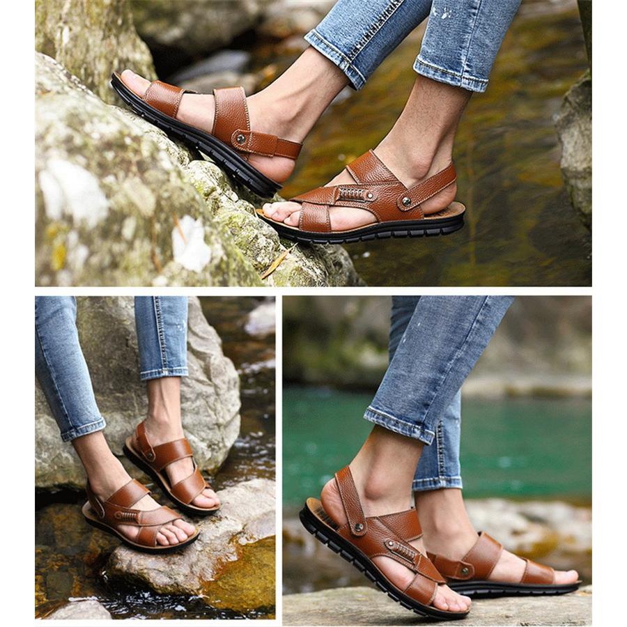 サンダル メンズ 本革サンダル 本革スリッパ スリッポン ビーチサンダル 男性用 お洒落 アウトドア ２way 夏 Fltj039 Flight 通販 Yahoo ショッピング