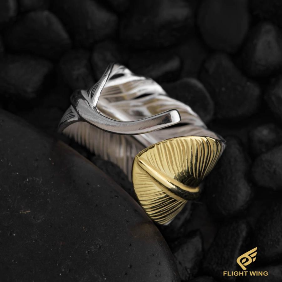 【新品】K18 Top SV Feather Ring / La Key ラキー 先金フェザーリングの画像