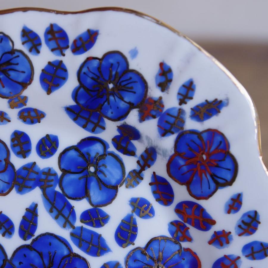 ワイマール　WEIMAR 金彩コバルトブルー フラワー　プレート4枚セット ワイマール WEIMAR 金彩コバルトブルー フラワー プレート4枚セット