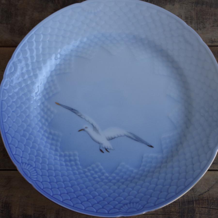ビング オー グレンダール かもめ柄 鳥 デザートプレート ケーキ皿 17cm Bing&Grondahl シーガル ブルー 金彩 #210724-4