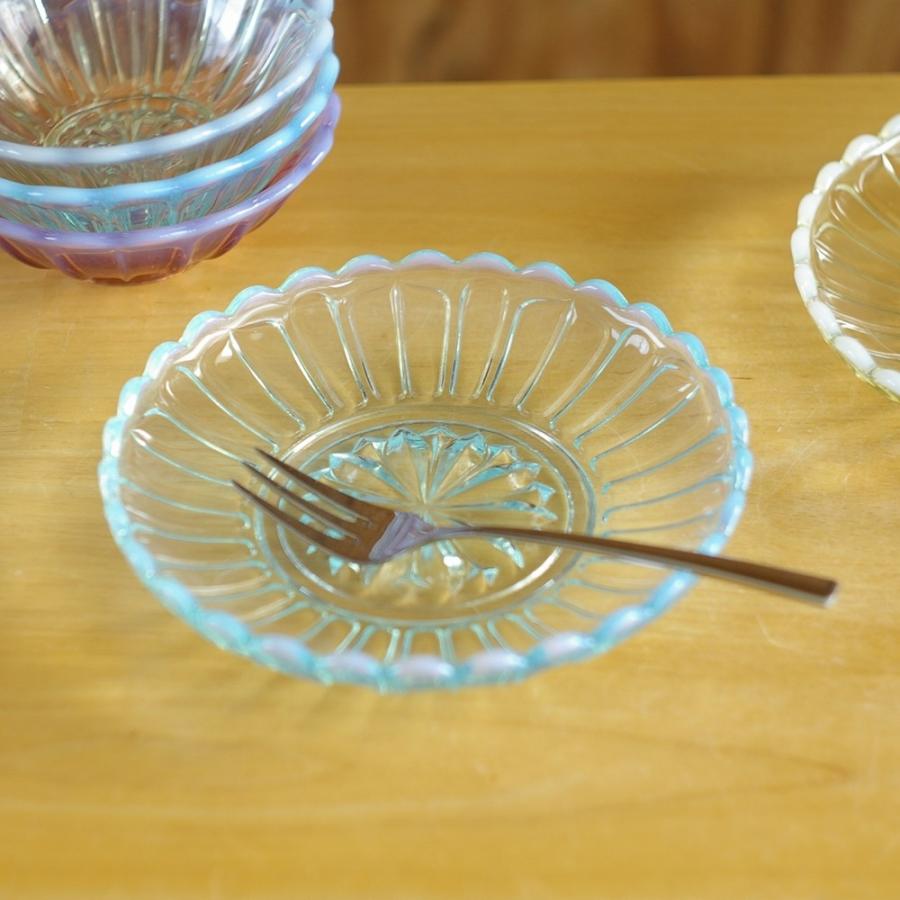 デザートプレート みずいろ ライトブルー ガラス 食器 中皿 17cm 廣田 