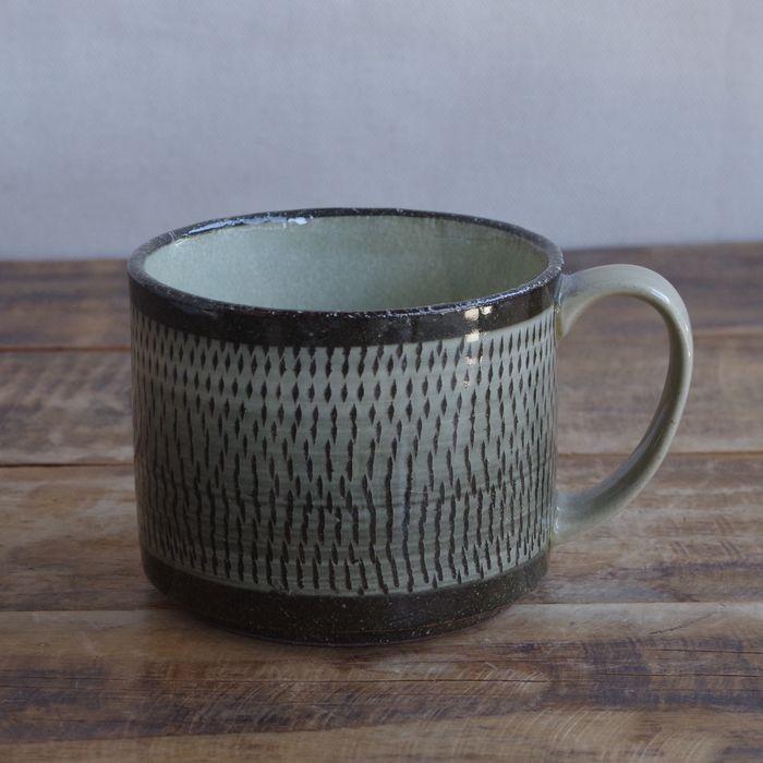ブルーグレー釉手作りマグカップ ground_grip mug (ブルーグレー) | yamatsu
