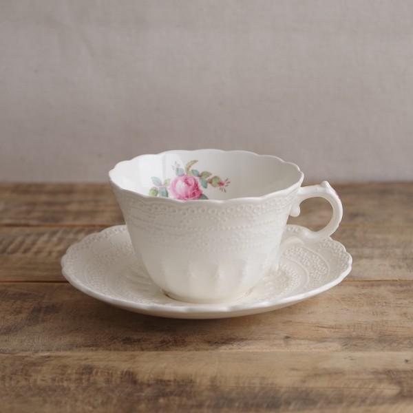 ヴィンテージ 食器 スポード ジュエル ピンク 薔薇 花柄 ティーカップ ソーサー Spode Copeland Jewel