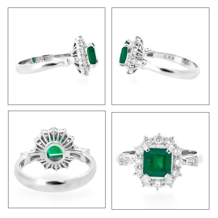 指輪 レディース Pt900 プラチナ エメラルド 0.88ct ダイヤモンド 0.66