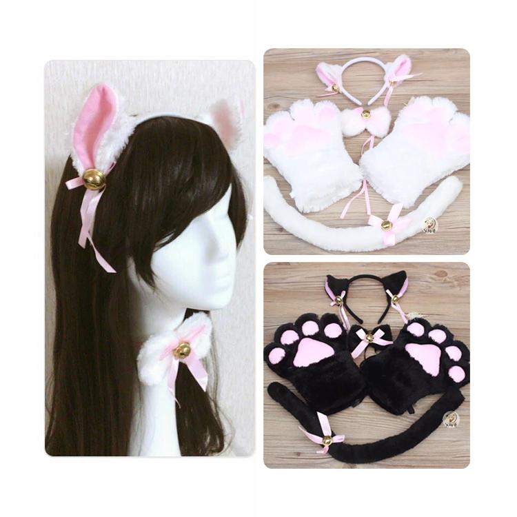 カチューシャ 子供 萌え にゃんこ 4点セット ハロウィン 仮装 黒猫