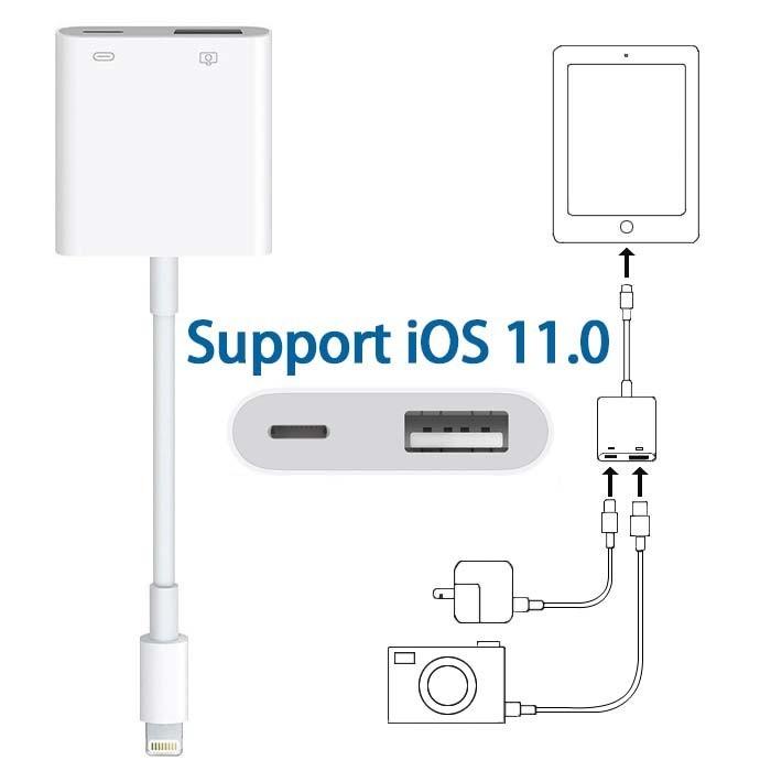 カメラアダプター iphone Lightning USB 3 カメラリーダー iPhone8 8Plus iphoneX iPhone6 7Plus iPad iPod ライトニング 変換 アダプターケーブル｜flora-s｜02