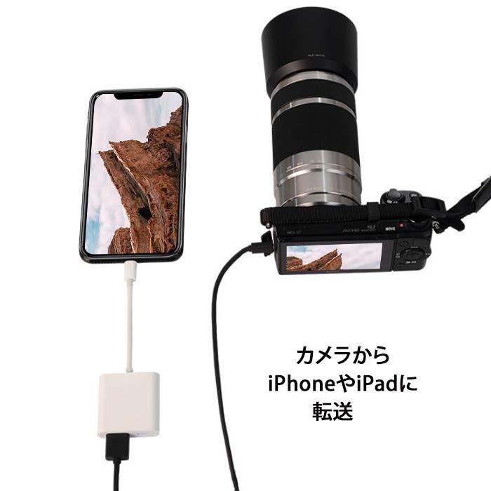 カメラアダプター iphone Lightning USB 3 カメラリーダー iPhone8 8Plus iphoneX iPhone6 7Plus iPad iPod ライトニング 変換 アダプターケーブル｜flora-s｜03