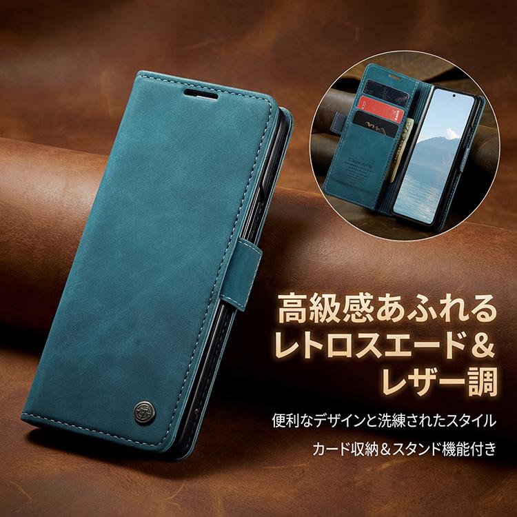 Galaxy Z Fold7 ケース Fold6 Fold5 Fold4 5G 手帳型 レザー 革 ボタン