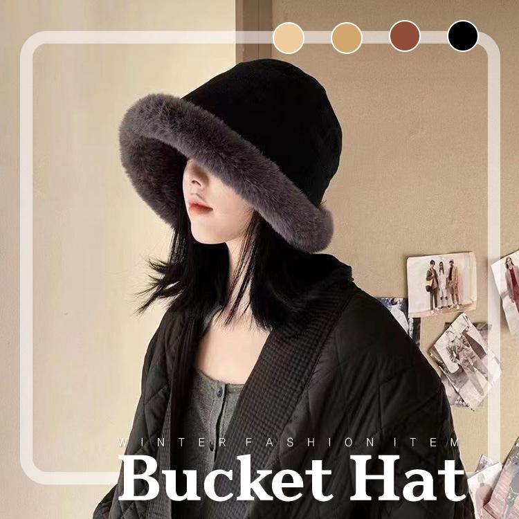 バケットハット レディース バケハ ファー付き 裏ボア クロシェハット