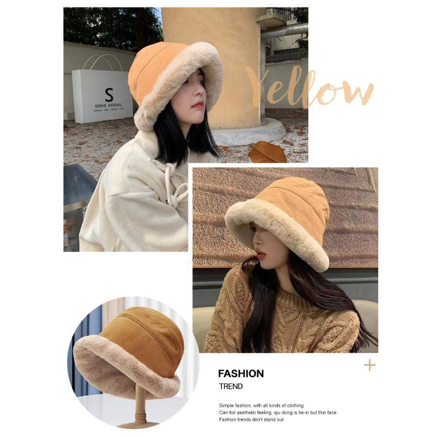 バケットハット レディース バケハ ファー付き 裏ボア クロシェハット