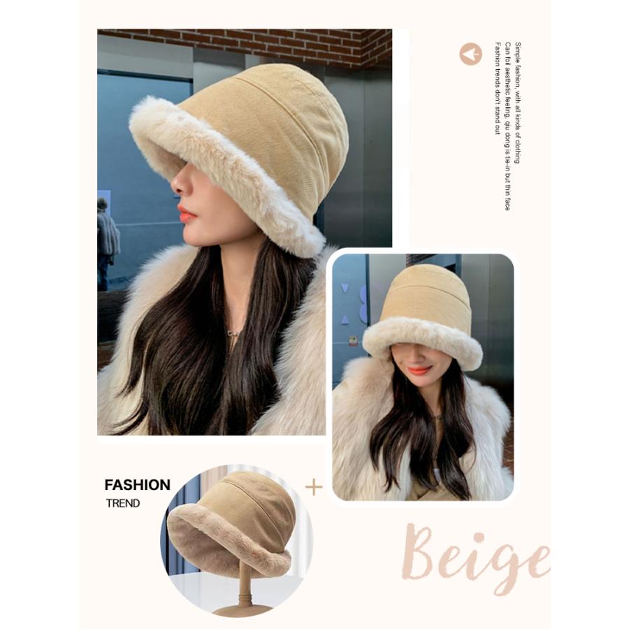 バケットハット レディース バケハ ファー付き 裏ボア クロシェハット