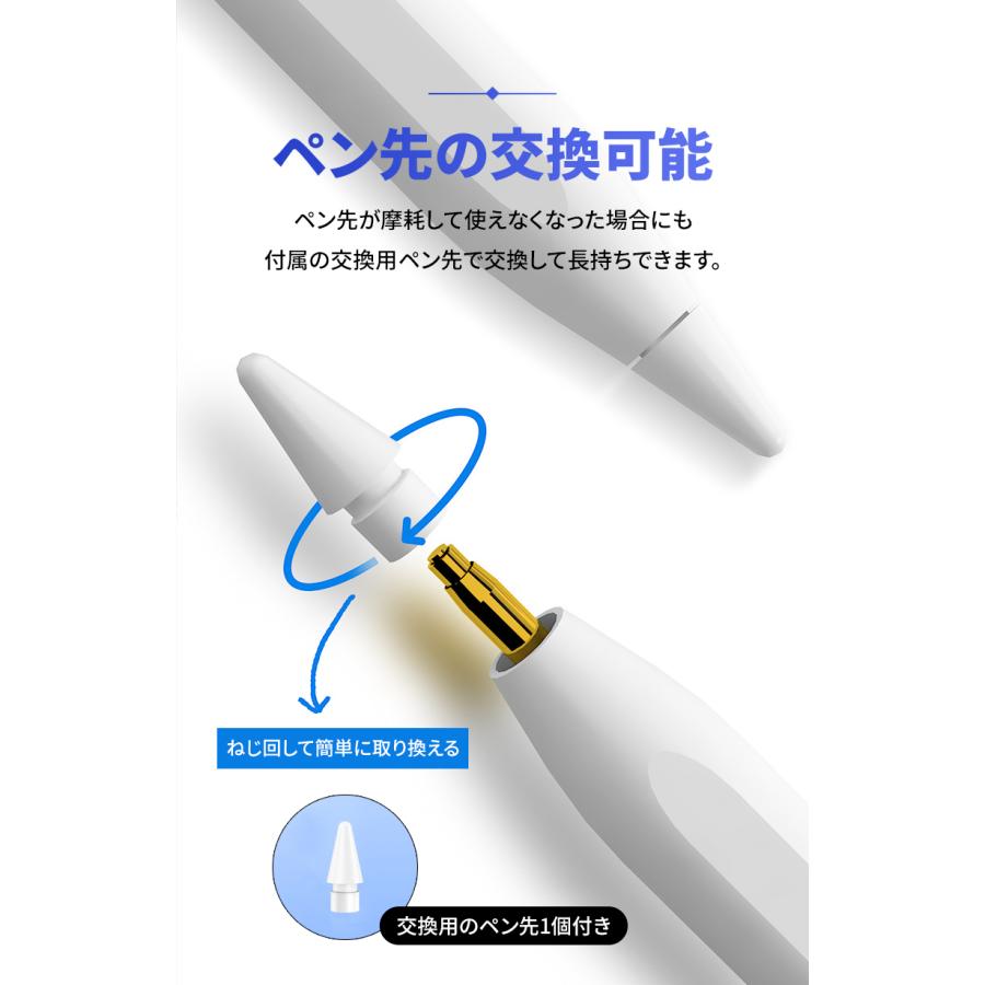 ipad スタイラスペン タッチペン 第9世代 極細 電池不要 替え芯付き 超