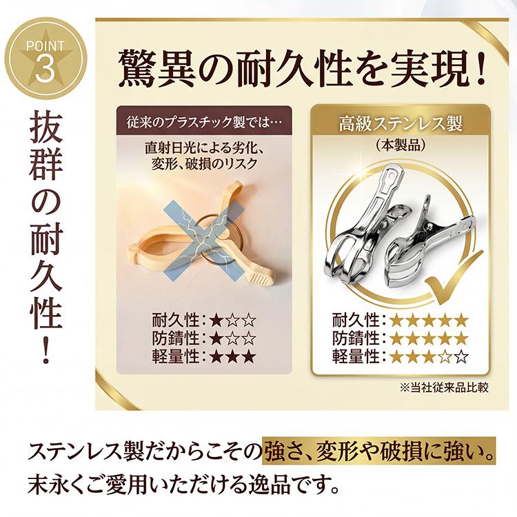洗濯ばさみ ステンレス 割れにくい 金属 壊れにくい 強力 大口サイズ