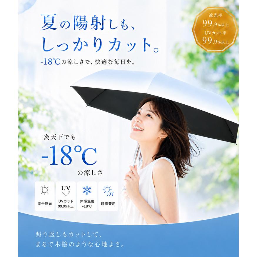 日傘 折りたたみ 晴雨兼用 完全遮光 UVカット UPF50+ 遮光率100% 超