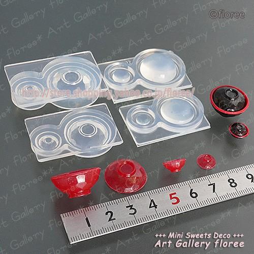 クレイジュエリー型抜き　亀甲わん　立体型ミニ　シリコンモールド シリコーン型　UVレジン型　粘土型　ミニチュア和食器　樹脂粘土 フローレ floree | floree | 01