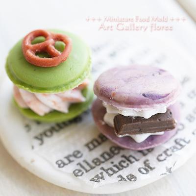 クレイジュエリー型抜き ミニチュアマカロン（丸）立体型 シリコンモールド シリコーン型 UVレジン 粘土型　ミニチュアスイーツ 樹脂粘土 フローレ floree | floree | 02