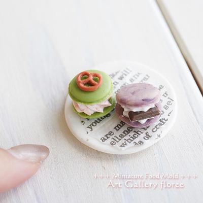 クレイジュエリー型抜き ミニチュアマカロン（丸）立体型 シリコンモールド シリコーン型 UVレジン 粘土型　ミニチュアスイーツ 樹脂粘土 フローレ floree | floree | 03
