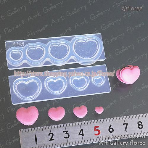 クレイジュエリー型抜き ミニチュアマカロン ハート シリコンモールド レジン 粘土型 ミニチュアスイーツ 樹脂粘土 フローレ アートギャラリーシリコンモールド | floree | 01