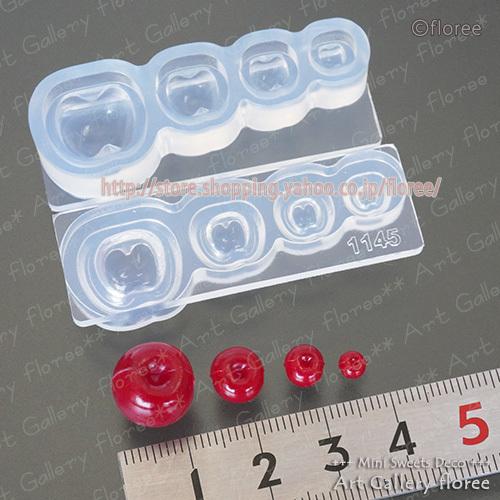 クレイジュエリー型抜き りんご立体型ミニ シリコンモールド シリコーン型 UVレジン 粘土型　ミニチュアフルーツ 樹脂粘土 フローレ floree | floree | 01