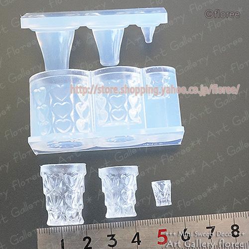 クレイジュエリー型抜き　レトログラス（ハート）立体型 シリコンモールド シリコーン型　UVレジン型　LEDレジン　ミニチュアグラス フローレ floree | floree | 01