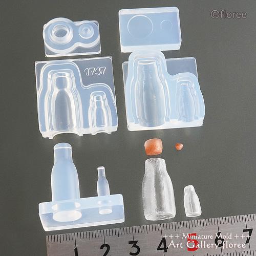 クレイジュエリー型抜き　ボトルキャニスター　立体型　シリコンモールド シリコーン型　UVレジン型　ミニチュアボトル フローレ floree | floree | 01