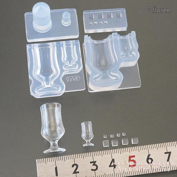 クレイジュエリー型抜き ソーダグラスショート＆氷 立体型 シリコンモールド シリコーン型　UVレジン型　LEDレジン ミニチュアグラス フローレ floree サン工業 | floree | 01