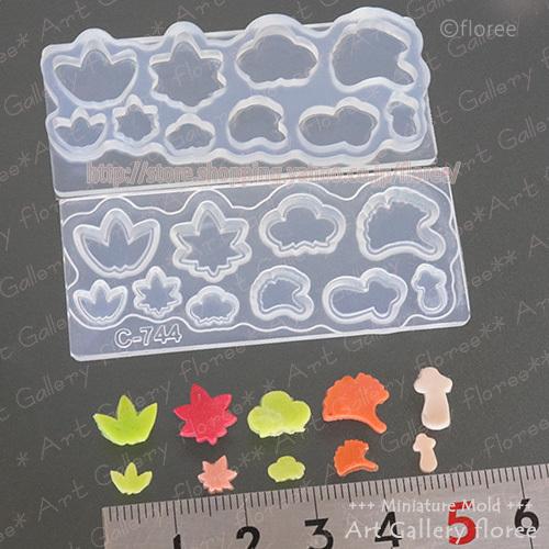Miniature Parts 葉っぱモチーフ両面型 シリコンモールド ミニチュア用パーツ型 シリコーン型　UVレジン型　レジン　粘土型　樹脂粘土 フローレ floree | floree | 01