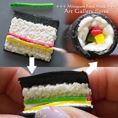 Miniature food 巻きずし立体型　シリコンモールド ミニチュア用お寿司型 シリコーン型　UVレジン型　粘土型　樹脂粘土 フローレ floree | floree | 04