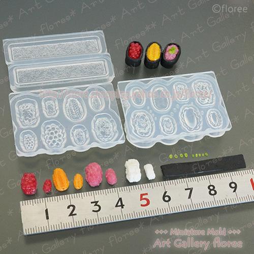 Miniature food 軍艦巻き立体型（イクラ・ウニ・ネギトロ）シリコンモールド ミニチュア用お寿司型 シリコーン型　粘土型　樹脂粘土 フローレ floree | floree | 01