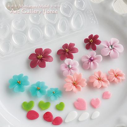 花弁型スタンダードタイプ（中・小・極小） 樹脂粘土用 シリコンモールド ミニチュア用 クレイ フラワー型 シリコーン型 粘土型 フローレ floree | floree | 02