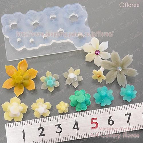 花弁台（中・小・極小） 樹脂粘土用 シリコンモールド ミニチュア用 クレイ フラワー型 シリコーン型 粘土型 フローレ floree | floree | 01