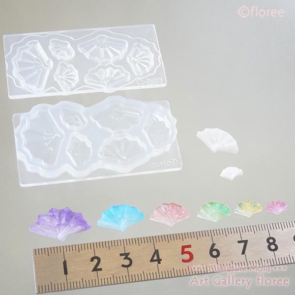 Miniature Parts　扇子両面型（6サイズ） シリコンモールド ミニチュア　和の型 　粘土型 樹脂粘土　LEDレジン フローレ floree 日本製 | floree | 01