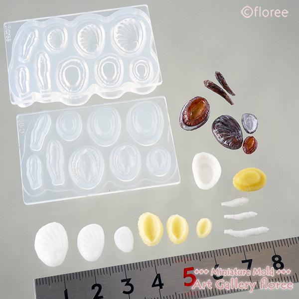 Miniature food  アワビ＆田作り両面型 3サイズ おせちシリーズ 　シリコンモールド シリコーン型　粘土型　樹脂粘土 フローレ floree | floree | 01