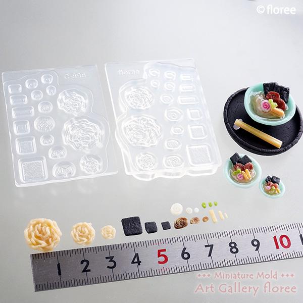 Miniature  food ラーメンの具材セット（6種類）  中華シリーズ シリコンモールド ミニチュア中華型 シリコーン型　粘土型　樹脂粘土 フローレ | floree | 01