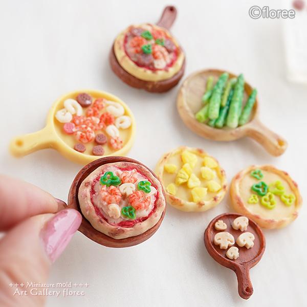 Miniature food ビザ具材（野菜・エビ・サラミ・パイン) シリコンモールド ミニチュアフード型  レジン 樹脂粘土 アートギャラリーフローレ粘土型 | floree | 02