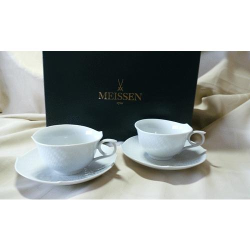 MEISSEN カップ＆ソーサー&皿 2セット ギフトボックス入り波の戯れ
