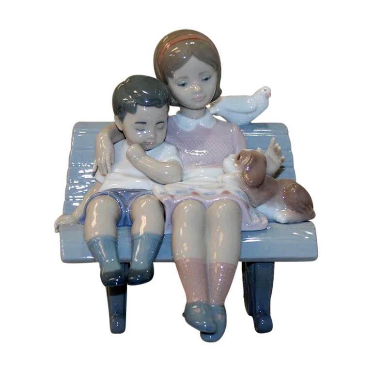 極美品 無欠損】LLADRO リヤドロ No.6446『やすらぎ』姉弟 子犬 【公式