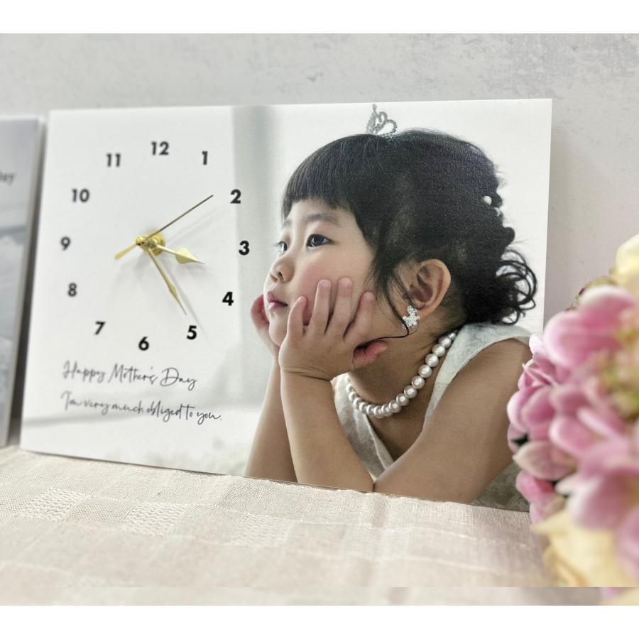 オリジナル 写真入り時計 母の日プレゼント母の日ギフト 名前入り オリジナル長方形 時計 子供写真 家族写真 ペット写真 記念日 プレゼント ...