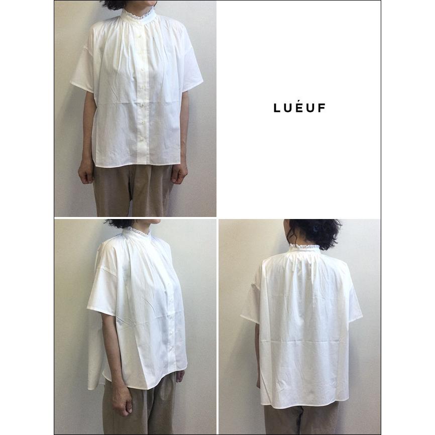 LUEUF ルフ フリルギャザーシャツ ホワイト ブラウス コーマ