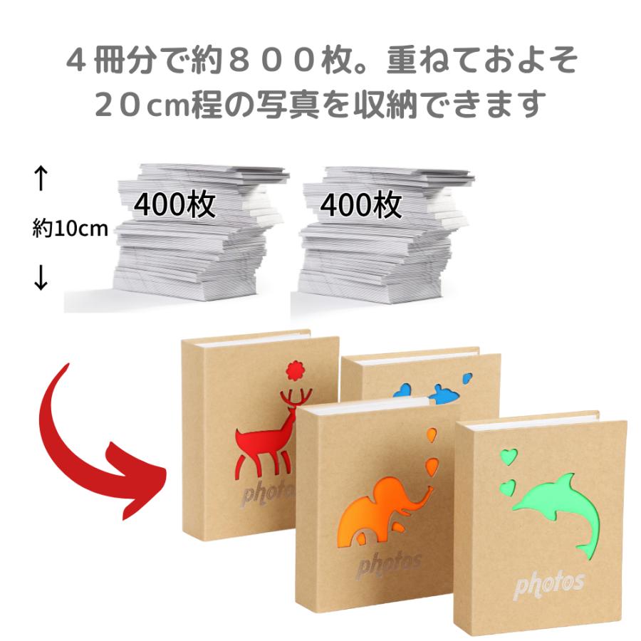 アルバム 大容量 写真 L判 4冊セット 800枚 1冊200枚 動物 アニマル柄