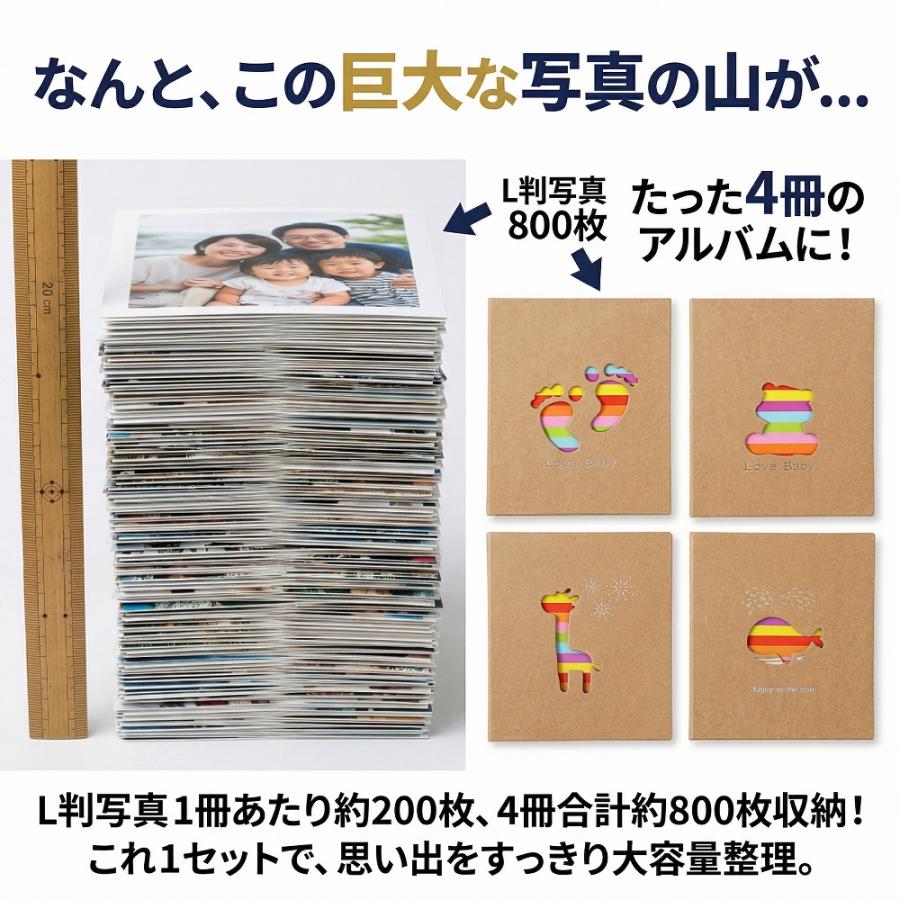 陽子⭐︎廃盤品⭐︎DELFONICS Lサイズアルバム　4冊セット アルバム 大容量 写真 L判 4冊セット 800枚 1冊200枚 クラフト紙