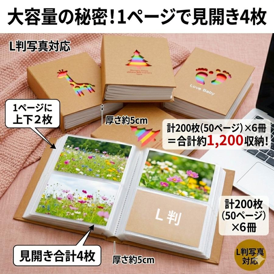 m★大容量アルバム3冊セット 同色3冊セット L判ポケットアルバム らくポッケ 6ポケット 720枚収納 1