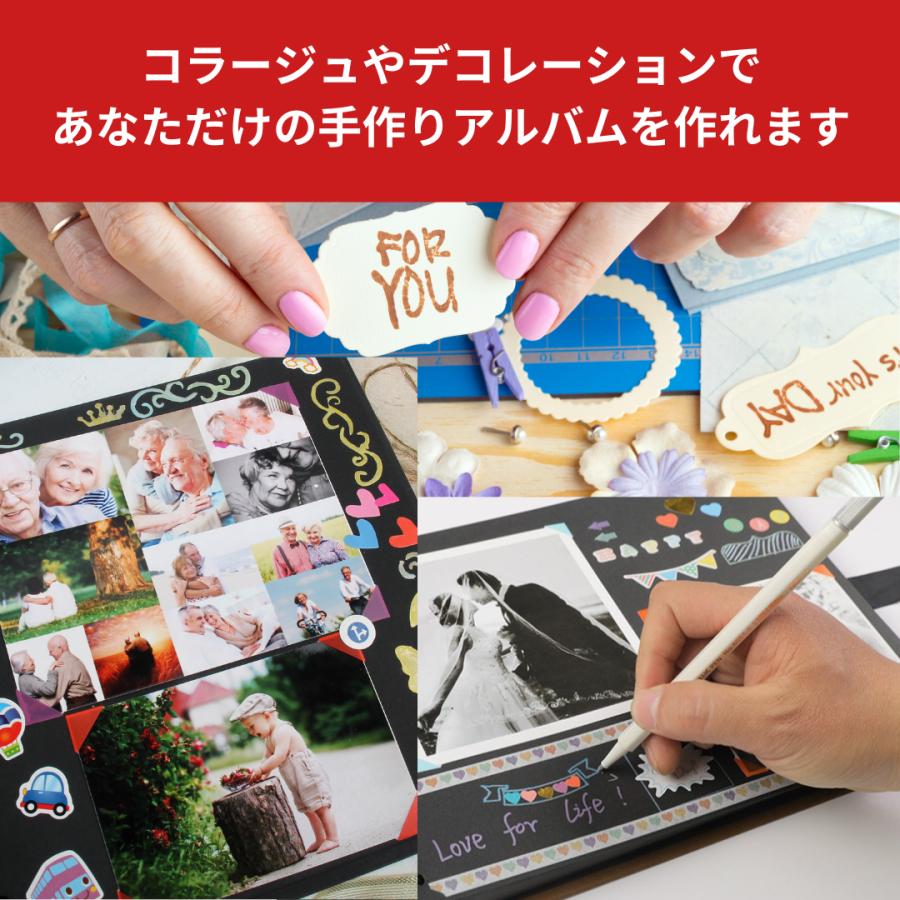 アルバム 貼るタイプ B5 手作り 黒台紙 写真 スクラップブック 花柄