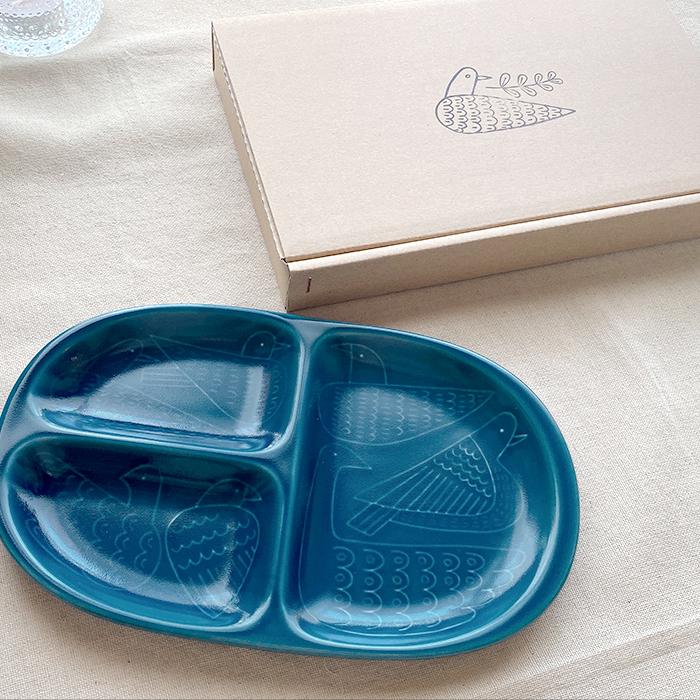 波佐見焼】aiyu（アイユー）bird ミディプレート 藍 平皿 セパレート皿