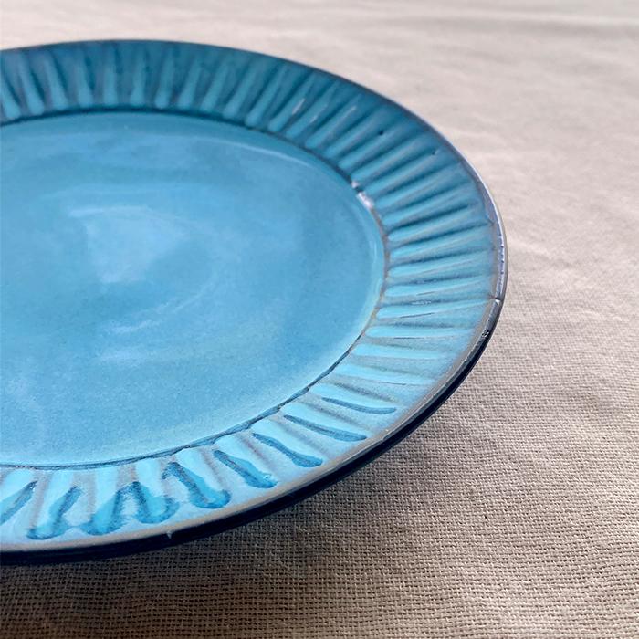 波佐見焼】浜陶 BLUE彫 フルーツ皿 平皿 丸皿 取り皿 陶器 和食器